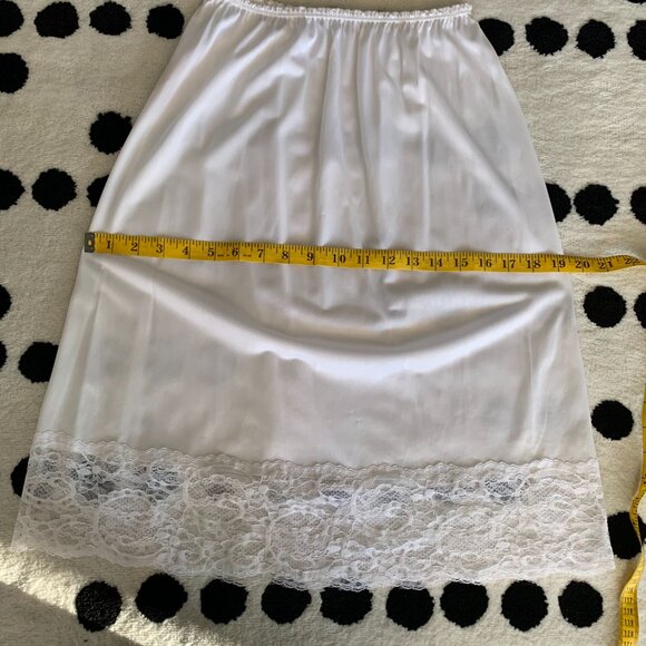 Vintage 90s Slip Skirt White Satin Lace Trim Fairy Boho Chic 90s Lingerie New - Picture 9 of 10